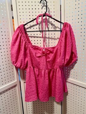 Future Collective x Gabriella Karefa-Johnson Pink Puff Sleeve Blouse Women's XL